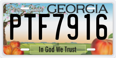 GA license plate PTF7916