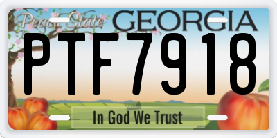 GA license plate PTF7918
