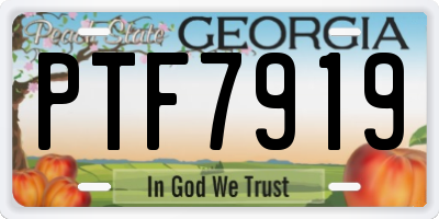 GA license plate PTF7919