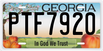GA license plate PTF7920
