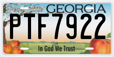 GA license plate PTF7922