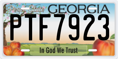 GA license plate PTF7923