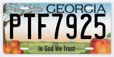 GA license plate PTF7925