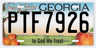 GA license plate PTF7926