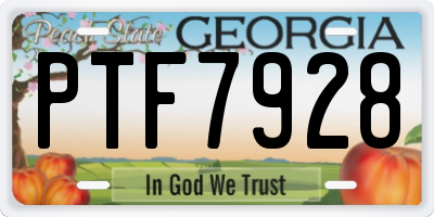 GA license plate PTF7928
