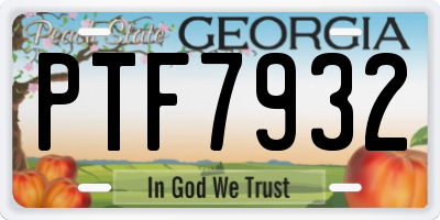 GA license plate PTF7932