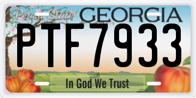 GA license plate PTF7933