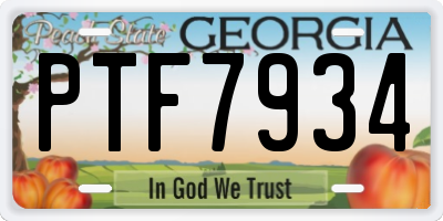 GA license plate PTF7934