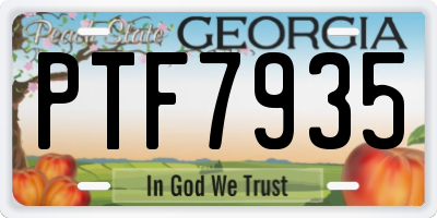 GA license plate PTF7935
