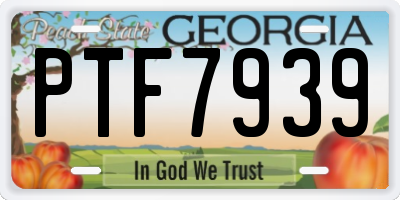 GA license plate PTF7939