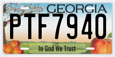 GA license plate PTF7940