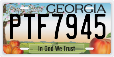 GA license plate PTF7945