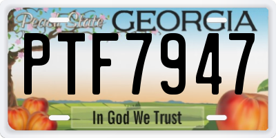 GA license plate PTF7947