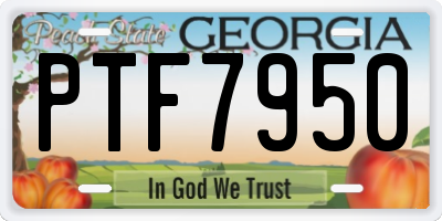 GA license plate PTF7950