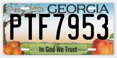 GA license plate PTF7953