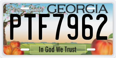 GA license plate PTF7962