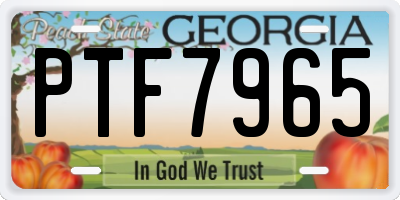 GA license plate PTF7965