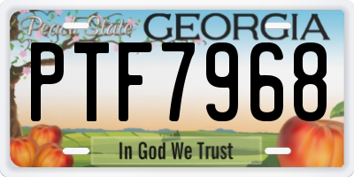 GA license plate PTF7968