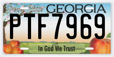 GA license plate PTF7969