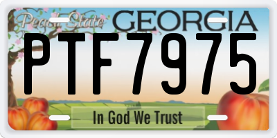 GA license plate PTF7975