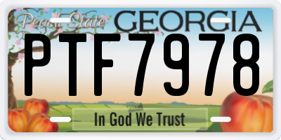 GA license plate PTF7978