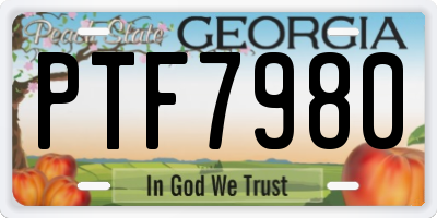 GA license plate PTF7980