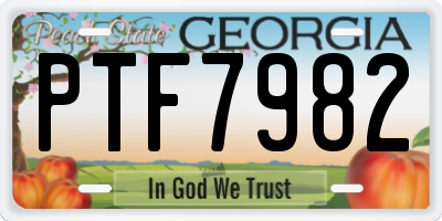 GA license plate PTF7982