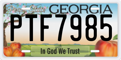 GA license plate PTF7985