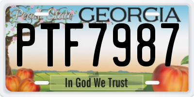 GA license plate PTF7987