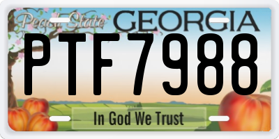 GA license plate PTF7988