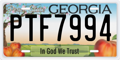 GA license plate PTF7994