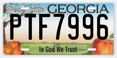 GA license plate PTF7996