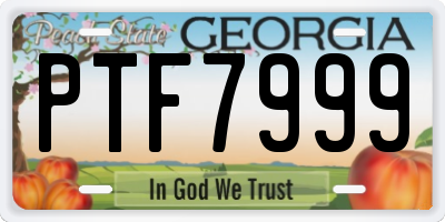 GA license plate PTF7999