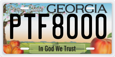 GA license plate PTF8000