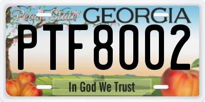 GA license plate PTF8002