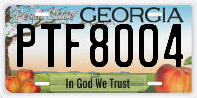 GA license plate PTF8004
