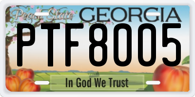 GA license plate PTF8005