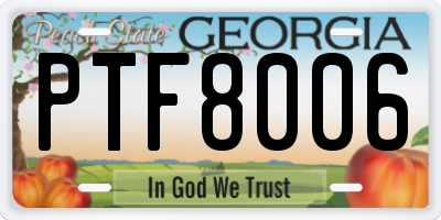 GA license plate PTF8006
