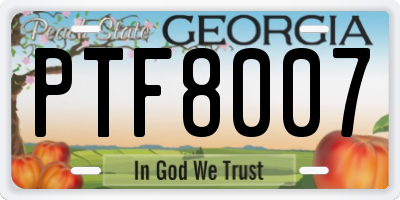 GA license plate PTF8007
