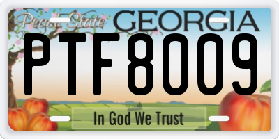 GA license plate PTF8009