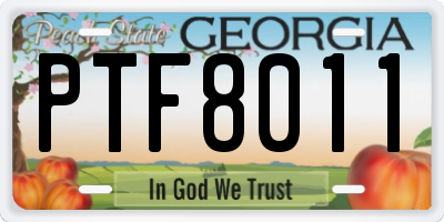 GA license plate PTF8011
