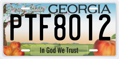 GA license plate PTF8012