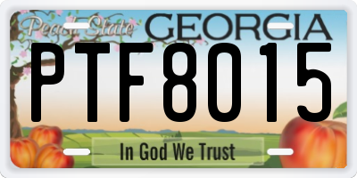 GA license plate PTF8015