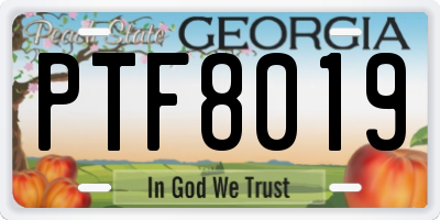GA license plate PTF8019