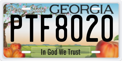 GA license plate PTF8020