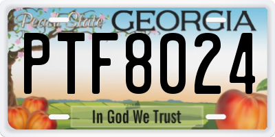 GA license plate PTF8024