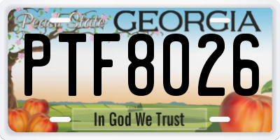 GA license plate PTF8026