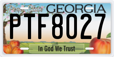 GA license plate PTF8027