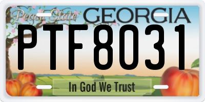 GA license plate PTF8031