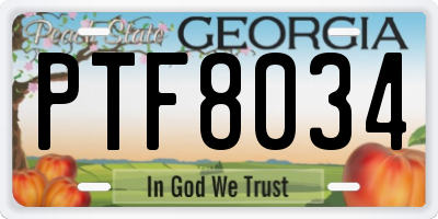 GA license plate PTF8034